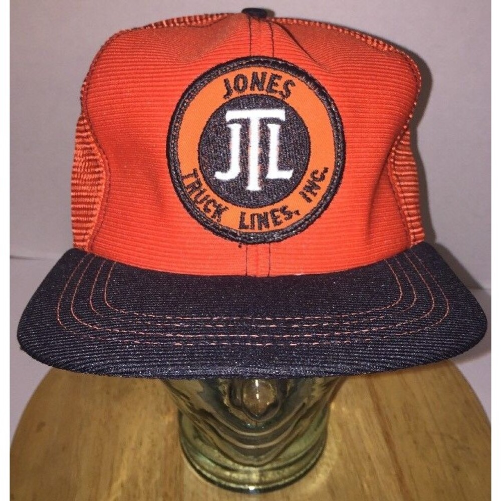VTG JTL Jones Truck Lines INC 70s 80s Hunter Orange Trucker Hat Cap Snapback USA